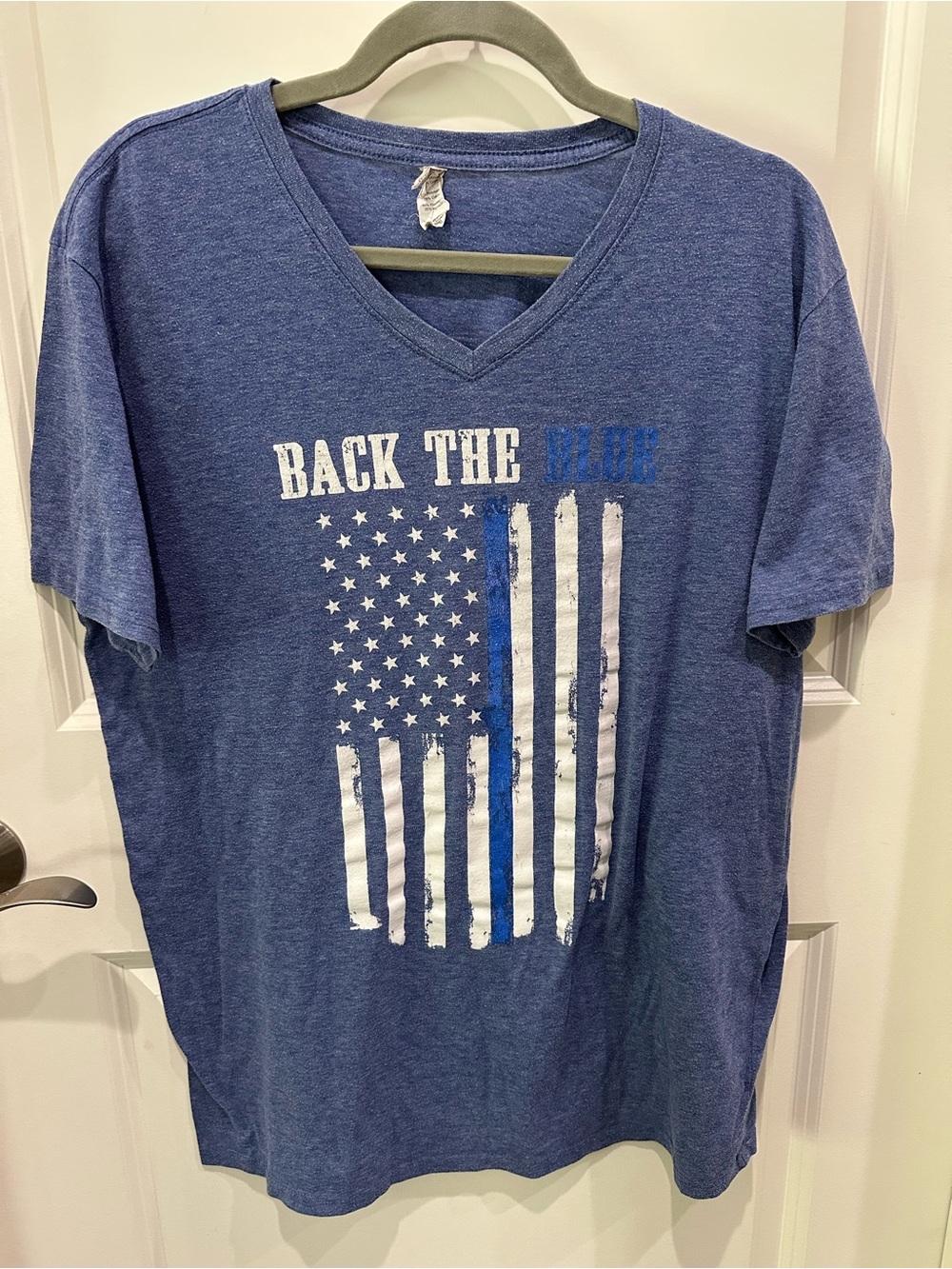 V-Neck 'Back The Blue' Graphic Tee - Blue
